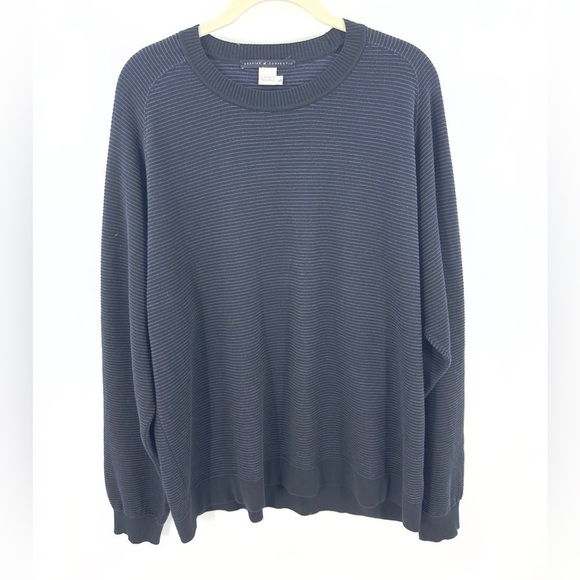 Peruvian Connection Mens Pima Cotton Lightweight Sweater Size L Black Blue Knit - Picture 1 of 8